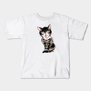 Laughing little tabby cat Kids T-Shirt